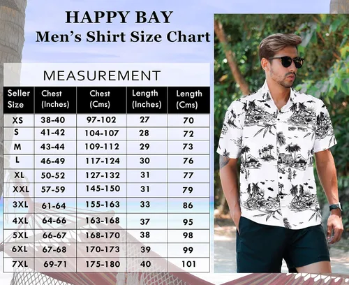 Vista 6 de HAPPY BAY Camisas hawaianas de manga corta con botones para hombre, camisas de verano para playa, vacaciones, isla de Hawái, camisas para hombres