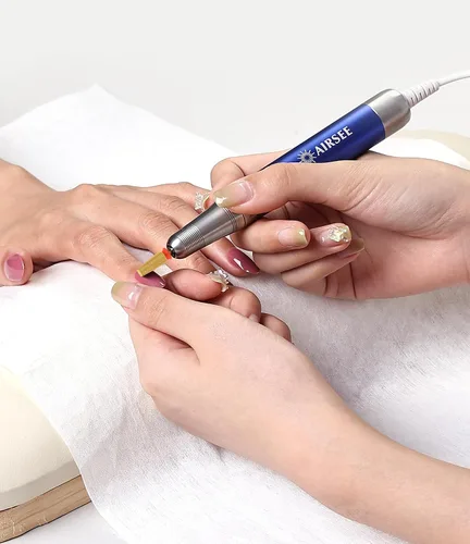 Vista 7 de AIRSEE Broca de carburo de tungsteno 5 en 1 para uñas acrílicas, lima eléctrica Efile, punta de cabeza para manicura, pulido rápido, quitar gel, Oro