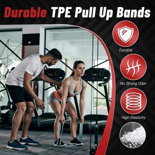 Vista 3 de Bandas de resistencia para entrenamiento, bandas de asistencia de 4 niveles, bandas de ejercicio para mujeres y hombres, bandas de entrenamiento