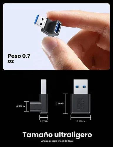 Vista 6 de MOGOOD Adaptador USB A 3.2 de ángulo recto de 90 grados, paquete de 2 Negro