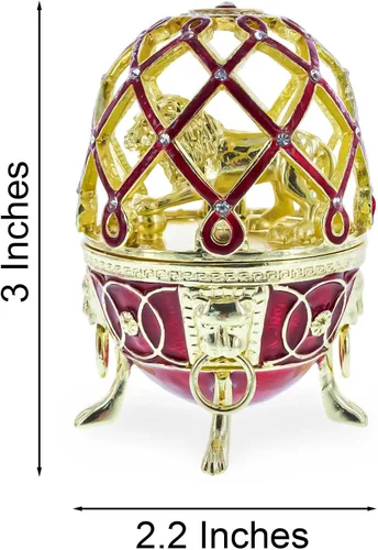 Vista 3 de BestPysanky Figura de huevo de león dorado en la jaula de joyas