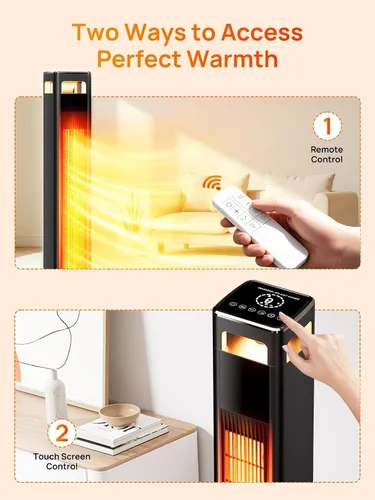 Vista 7 de Calentadores de espacio AKIRES para uso en interiores, calentador de habitación de 1500W para habitación grande con termostato, oscilación de 120°
