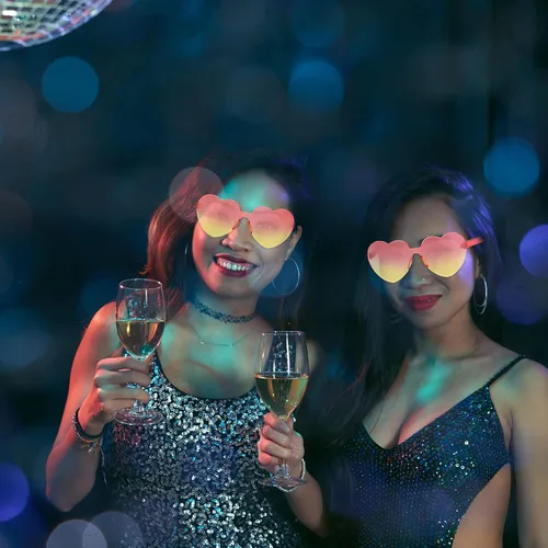 Vista 7 de Maxdot - Lentes de sol transparentes sin marco con forma de corazón para fiestas