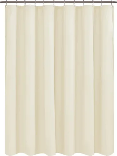 Vista 18 de Forro de cortina de ducha en relieve de microfibra para cabina de 48 x 72 pulgadas, cortina de baño de tela suave lavable y repelente al agua, Blanco