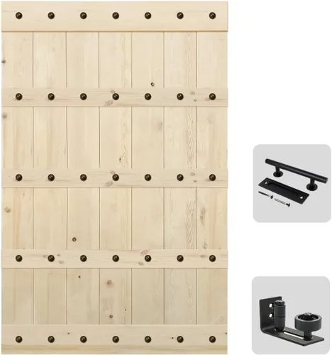 Vista 12 de S&Z TOPHAND® Puerta de granero de 24 x 84 pulgadas, puerta de granero con refuerzo británico sin acabar de 20-60 pulgadas/estilo moderno/madera