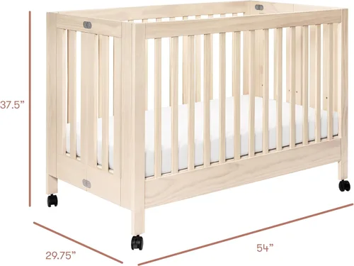 Vista 3 de Babyletto Maki - Cuna plegable portátil convertible 2 en 1, lavado natural