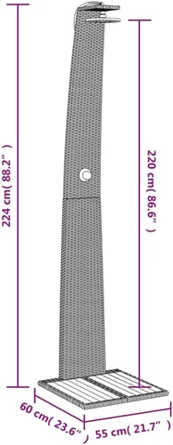 Vista 4 de vidaXL Outdoor Shower Beige 21.7"x23.6"x88.2" Poly Rattan and Acacia Wood