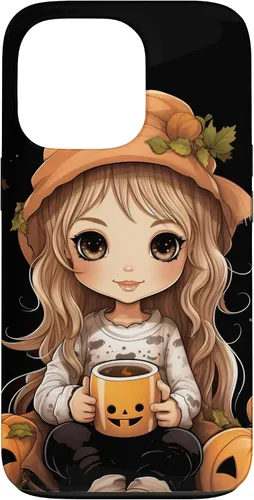 Vista 10 de Chibi Girl Anime Kawaii Pumpkin Spice Latte Fall Halloween Case for iPhone 16