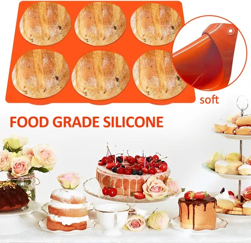 Vista 3 de Molde de silicona de 3 piezas, molde de silicona para chocolate, molde de silicona para hornear de 6 cavidades, molde de silicona antiadherente