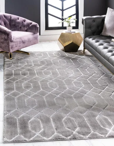 Vista 47 de Marilyn Monroe Glam Collection - Alfombra de área con diseño enrejado (2 x 3 pies, rectangular, azul marino y dorado)