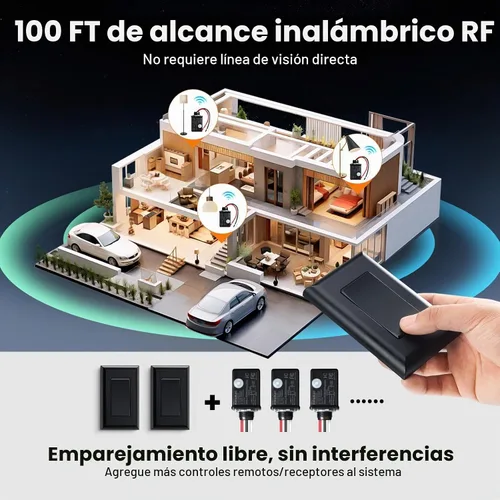 Vista 4 de SURAIELEC Kit de interruptor de luz inalámbrico y receptor, negro, control