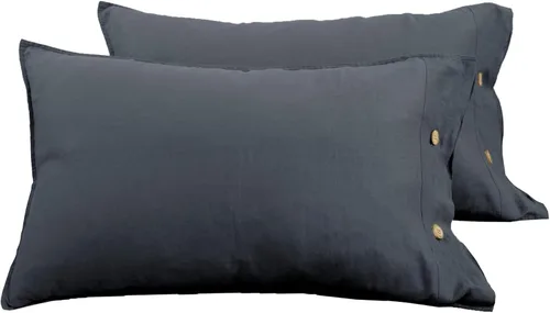 Vista 8 de S VICTORY SYMBOL Juego de 2 fundas de almohada 100 % lino natural francés de 20 x 30 pulgadas, fundas de almohada suaves y duraderas, color verde