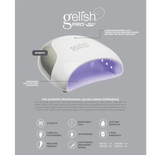 Vista 2 de Gelish Pro LED Light – Professional Gel Nail Lamp, Fast Drying Nail Dryer, Compact & Portable UV/LED Light for Home & Salon Use, Pedicure-Friendly