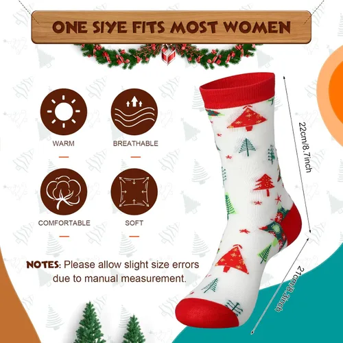 Vista 3 de 60 pares de calcetines de Navidad a granel para mujeres y hombres, calcetines de algodón coloridos de Navidad