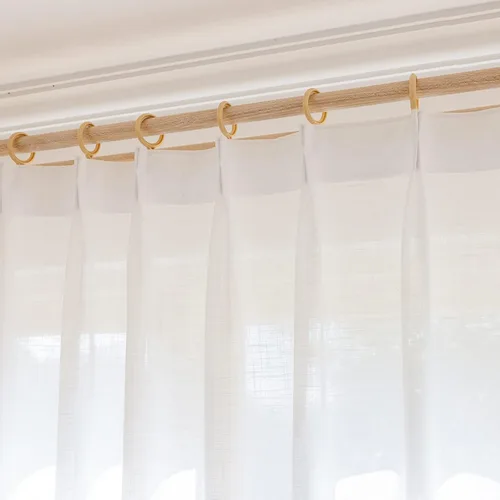 Vista 4 de 2 paneles de cortinas traslúcidas blancas de 54 pulgadas de largo, paneles transparentes de lino con textura para ventana, cortinas plisadas