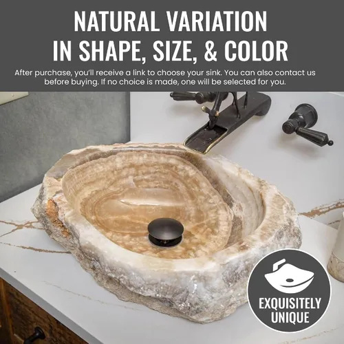 Vista 3 de Eden Bath Jurassic Onyx - Fregadero de forma variable, lavabo de piedra pulida con exterior natural