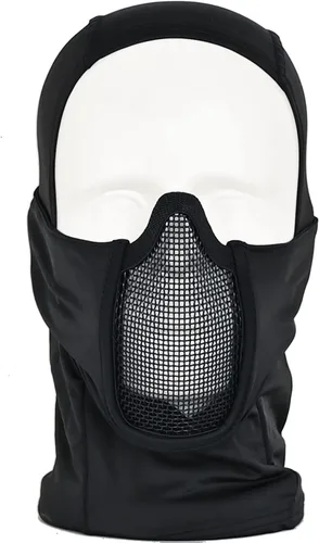 Vista 2 de Pasamontañas Airsoft de malla estilo ninja con protección completa para la boca, máscara de paintball Airsoft, máscara de malla metálica impermeable