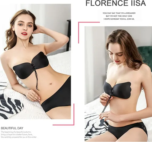 Vista 7 de Sticky Bra 2 Pairs Invisible Adhesive Push Up Bra Backless Strapless Bra Cotton Stick On Bra for Backless Dress