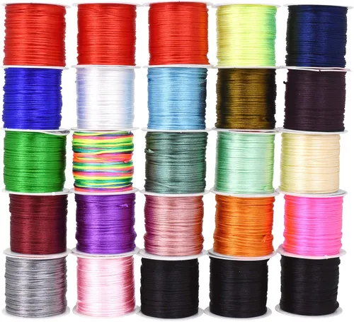 Vista 31 de Mandala Crafts Cordón de satén de cola de rattail de 0.02 in para nudos chinos de macramé