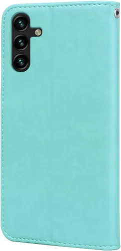 Vista 2 de Funda diseñada para Samsung Galaxy A13 5G, correa de muñeca con función atril y función atril, de piel sintética, con ranuras para tarjetas