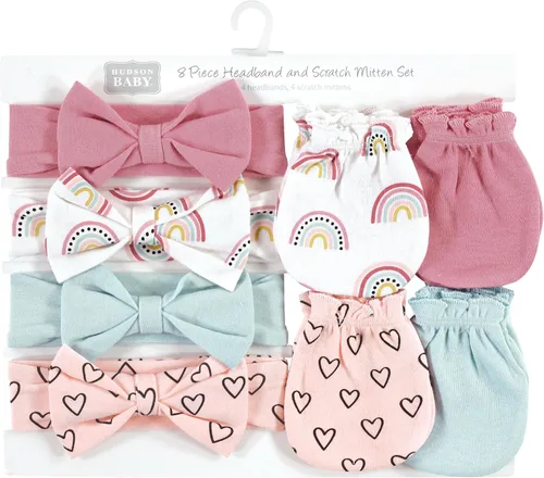 Vista 83 de Hudson Baby Conjunto de diadema de algodón y manoplas para rascar para bebé