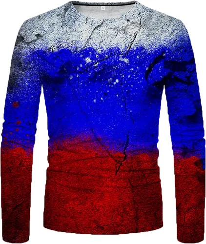 Vista 3 de Lightweight Pullover for Men Casual Loose Long Sleeve Tunic Tops Funny 3D Digital Print Tshirt Regular O-Neck Blouse