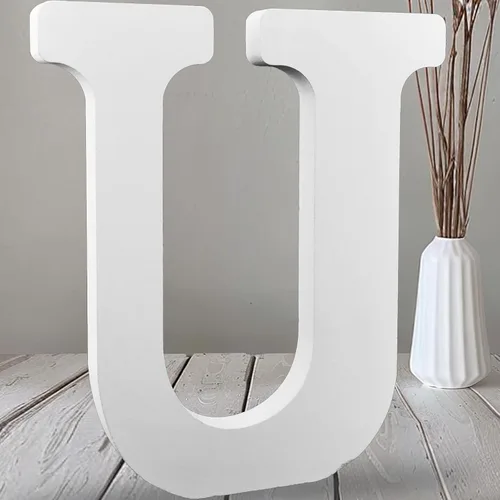 Vista 30 de AOCEAN Letras de madera grandes blancas de 12 pulgadas, letras de madera sin terminar para decoración de pared, letras decorativas de pie