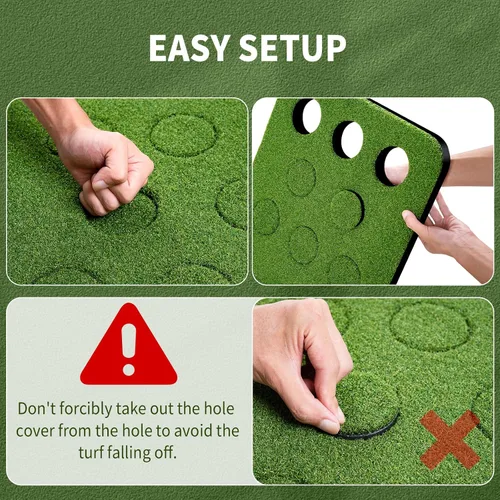 Vista 7 de Wekin Alfombra de práctica de golf para interiores con 2 putters, 2 bolas, 12 cubiertas de hoyo, tapete de entrenamiento de golf para juego
