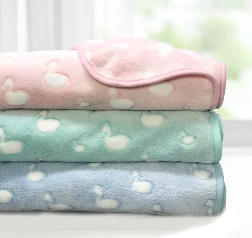 Vista 3 de Ducky Coral Fleece Cochecito de bebé Manta 30"x40" Baby Blue