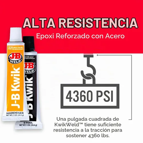 Vista 5 de J-B Weld 8276 KwikWeld Pegamento de acero reforzado de rápida adhesión. Pomo de 2 onzas, 2 onza, Blanco