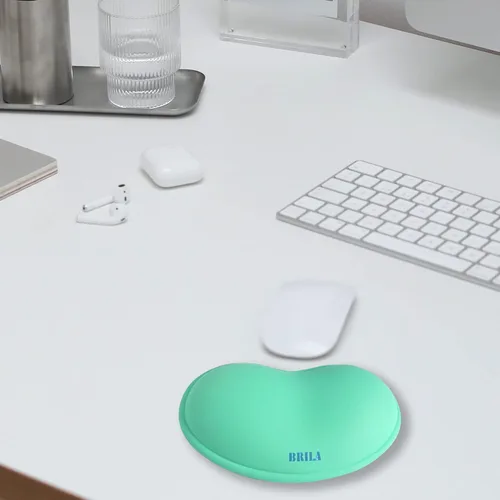 Vista 7 de BRILA Reposamuñecas ergonómico de silicona para mouse, gel de sílice refrescante, almohadilla de soporte de muñeca de piel sintética para oficina