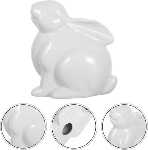 Vista 5 de BESPORTBLE Figura de conejo de cerámica, escultura de conejo de porcelana blanca de Pascua, adorno de escritorio, juguete para niños