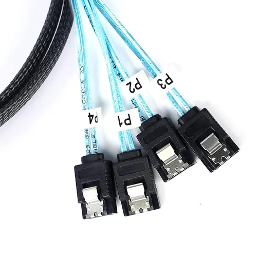 Vista 6 de ADCAUDX Cable SATA-III: 1.6 ft, 4 unidades/juego delgado de 90 grados SATA de ángulo recto SAS 6 Gbps datos en ángulo recto