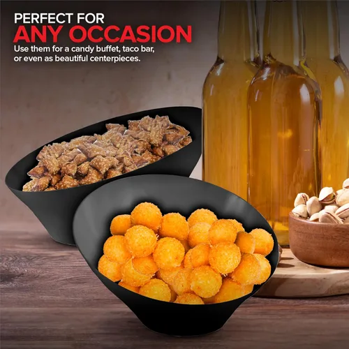 Vista 6 de Tazones de Servir de Plástico Negro de 20 onzas (Paquete de 4) Tazones Desechables Medianos para Aperitivos, Platos para Dulces, Recipientes de Bufé