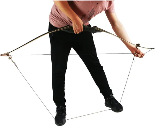 Vista 6 de Topbows Arco largo de 60 pulgadas con arco largo de madera con arco de tiro con arco incluido, almohadilla de descanso de piel, herramienta