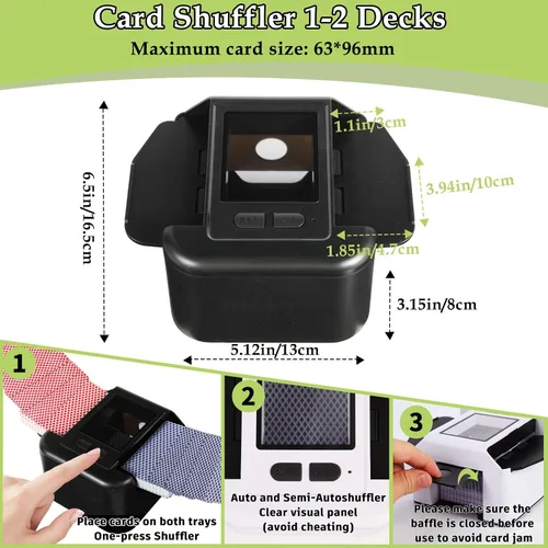 Vista 3 de M1 - Barajador de tarjetas automático recargable con modo automático y manual, bajo ruido, batería incorporada de 2000 mAh, máquina barajadora Negro