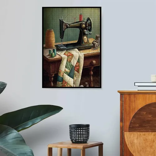 Vista 9 de Rompecabezas de madera para adultos, rompecabezas de 1000 piezas, divertido rompecabezas de madera, rompecabezas vintage de máquina de coser