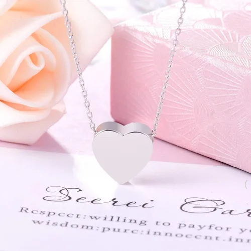 Vista 3 de Collar con urna de corazón de plata de ley 925 para cenizas, joyería conmemorativa de cremación
