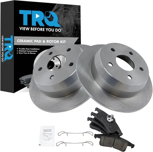 Vista 55 de TRQ Juego de pastillas de freno y rotor de cerámica trasera compatible con Honda Accord V6 1998-02 3.0L con frenos de disco traseros 02-06 Acura RSX