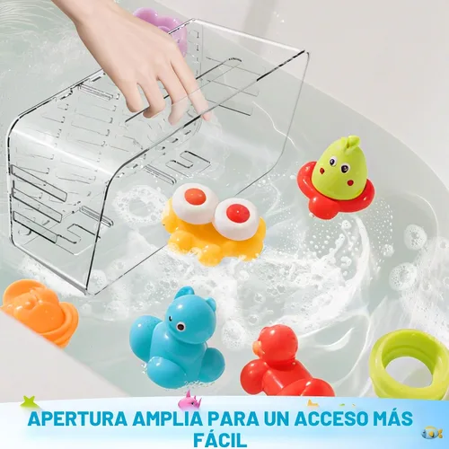 Vista 9 de Lysam Almacenamiento de juguetes de baño, 2 paquetes, soporte grande para juguetes de baño con 3 compartimentos, organizador de juguetes de bañera