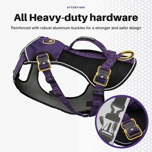 Vista 2 de Arnés para perro sin tirones para perros grandes, arnés táctico resistente con asa, fácil control y mejor entrenamiento de modales con correa