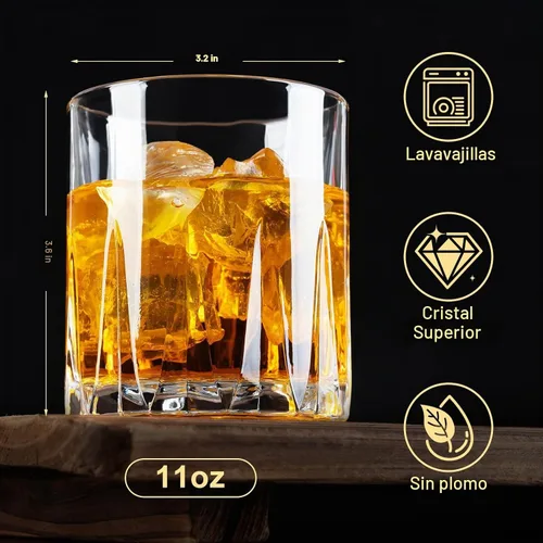 Vista 3 de Juego de 2 vasos de whisky de 11 onzas, vaso de bourbon, vasos de rocas