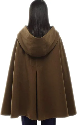 Vista 3 de GRACEART Capa de lana con capucha para mujer, capa de invierno para boda, talla grande, abrigo grueso