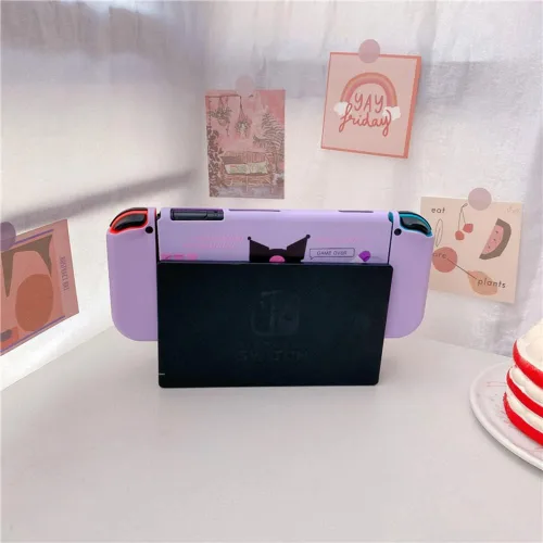 Vista 5 de ENIFLY Linda funda suave a prueba de golpes Kuromi compatible con Nintendo Switch, carcasa duradera resistente a los arañazos para Joycon, juego