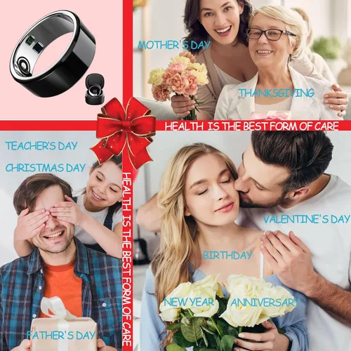 Vista 5 de Smart Ring Sleep Fitness Tracker, registra el sueño, frecuencia cardíaca, temperatura, oxígeno en sangre y podómetro, anillo de salud con estuche