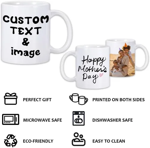 Vista 2 de Taza personalizada, taza de café personalizada con logotipo de texto fotográfico, taza de té de cerámica personalizada, taza de café personalizada