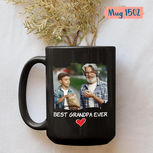 Vista 5 de Best Grandpa Ever - Taza de café personalizada de cerámica negra de 11 onzas, taza de café para abuelo, regalo para abuelos, taza de viaje moderna
