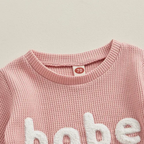 Vista 2 de LAGKIYOJ Conjunto de ropa de punto de manga larga para bebé, niña, niño, otoño e invierno