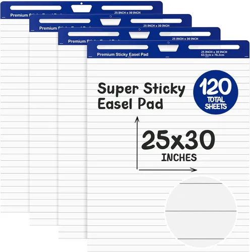 Vista 10 de ReliThick 2 almohadillas adhesivas de caballete, 25 x 30 pulgadas, blanco, forrado, 30 hojas/bloc, papel de anclaje para profesores, tabla de líneas