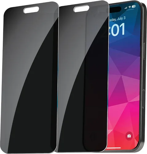 Vista 11 de Paquete de 2 protectores de pantalla de privacidad para iPhone 13/13 Pro/14 película de vidrio templado privado antiespía, dureza 9H y resistente a
